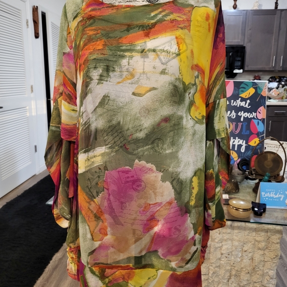 Lane Bryant Multicolor Sheer Blouse - Picture 5 of 6